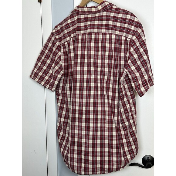Carhartt Shirt Mens L Red Check Short Sleeve Relaxed Fit Plaid Button Up - Picture 5 of 7